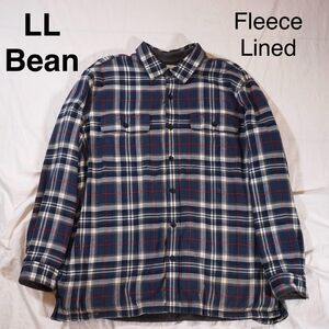 LL Bean Fleece Lined Flannel Vintage Cotton Mens XL Blue Plaid